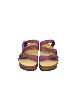 Plakton Women's Purple Suede Strap Sandals Adjustable Buckles & Cork Sole Size 6